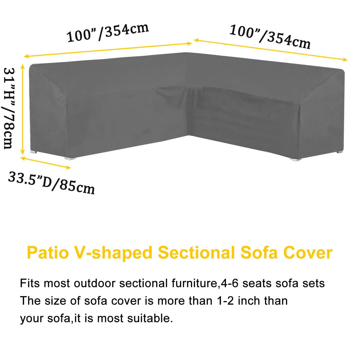 Arlmont & Co. Patio Outdoor V Shaped Sectional Sofa Cover,Heavy Duty